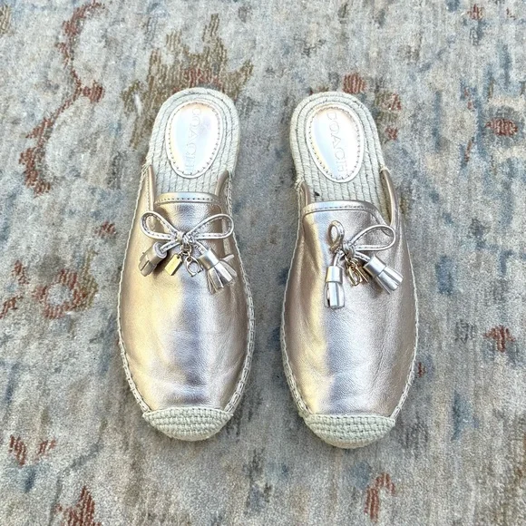Coach EUC Flat Espadrilles Mules Sz 6.5 - Picture 3 of 7